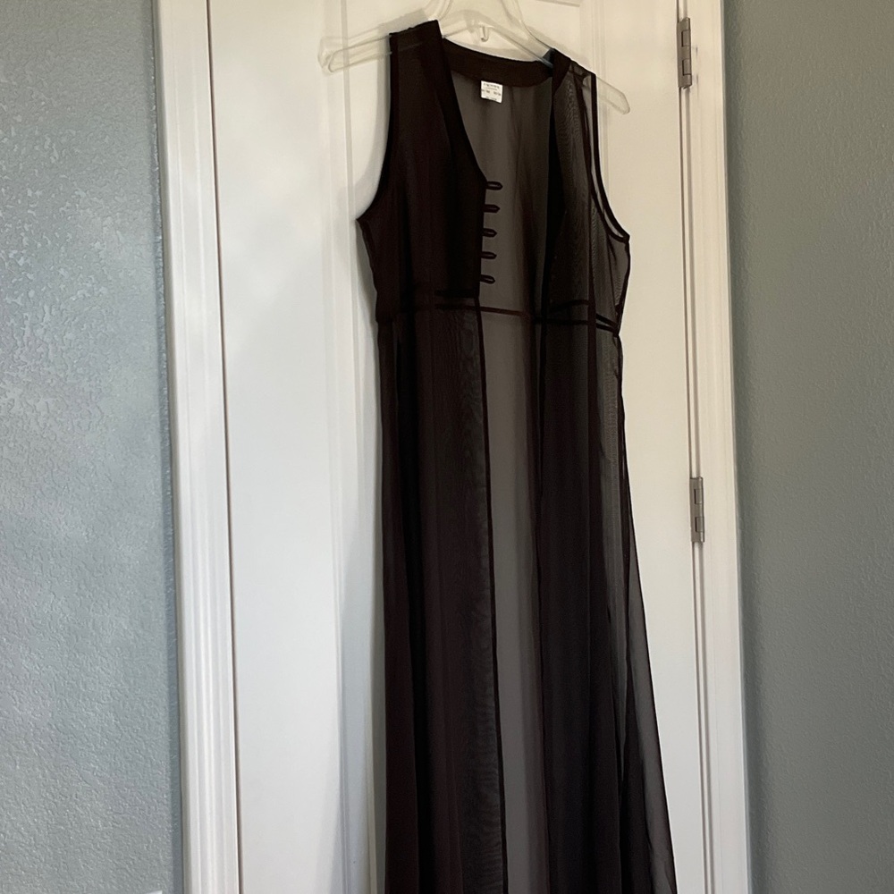 Long vest sheer chocolate brown